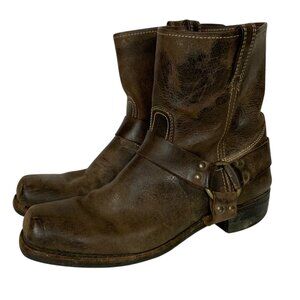 Frye Mens Harness Biker Engineer Boots Size 13 Distressed Brown Leather